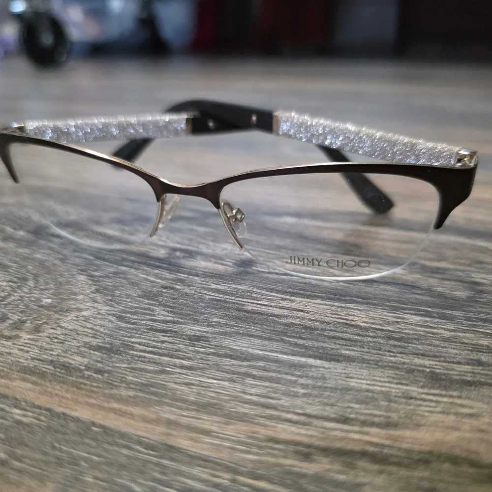 Jimmy Choo JC 106 F62 Womens Brown Gold Glitter Eyeglass Frames 52-17-135
